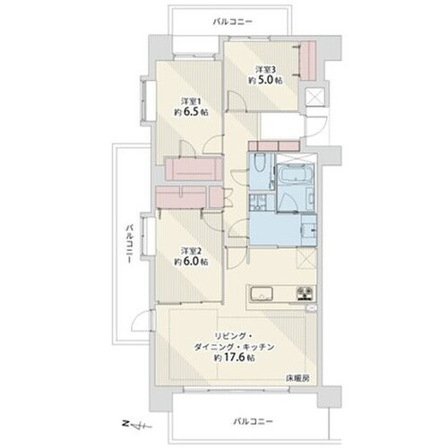 専有面積81.45㎡、バルコニー28.83㎡、アルコーブ1.89㎡、室内リノベーション実施 専有面積81.45㎡、バルコニー28.83㎡、アルコーブ1.89㎡、室内リノベーション実施