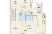 3LDK+納戸+2W、専有面積85.12㎡、バルコニー14.98㎡、室外機置場2.66㎡ 3LDK+納戸+2W、専有面積85.12㎡、バルコニー14.98㎡、室外機置場2.66㎡