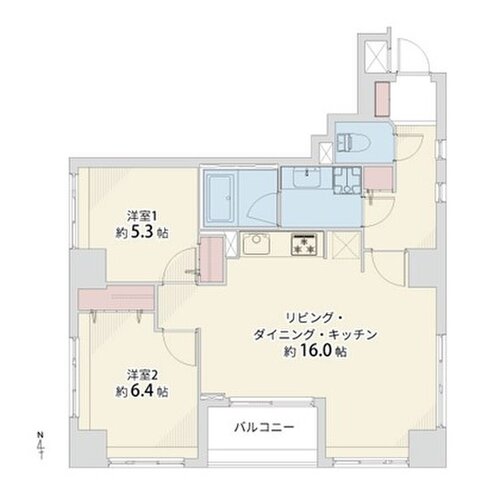 2LDK、専有面積61.90㎡、バルコニー面積3.78㎡、室内リノベーション実施 2LDK、専有面積61.90㎡、バルコニー面積3.78㎡、室内リノベーション実施