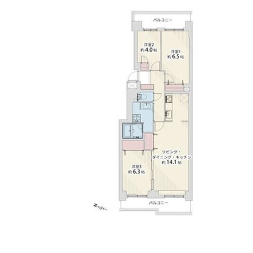 3LDK、専有面積70.96㎡、バルコニー面積13.19㎡、室内リノベーション 3LDK、専有面積70.96㎡、バルコニー面積13.19㎡、室内リノベーション