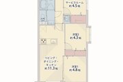 2SLDK＋W、専有面積56.26㎡、バルコニー面積6.90㎡、室内リノベーション