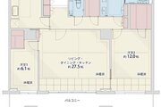 2LDK+3W+SIC+インナーテラス、専有面積116.65㎡、バルコニー面積15.16㎡、トランクルーム面積1.30㎡