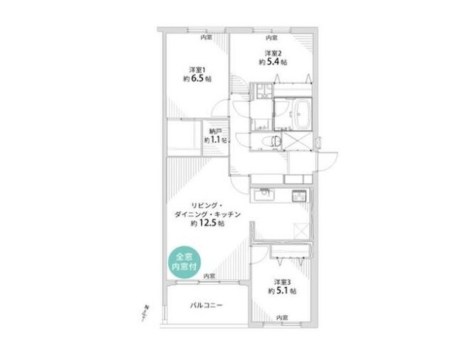 専有面積75.06㎡、19階部分、3LDKの間取りで、眺望良好なお部屋です。 専有面積75.06㎡、19階部分、3LDKの間取りで、眺望良好なお部屋です。