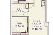2LDK+DEN、専有面積70.05平米、バルコニー5.22平米 2LDK+DEN、専有面積70.05平米、バルコニー5.22平米