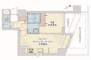 1LDK、専有面積36.93平米、バルコニー4.10平米、ルーフバルコニー10.70平米