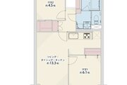 2LDK+W、専有面積54.00㎡、バルコニー5.81㎡、室内リノベーション実施 2LDK+W、専有面積54.00㎡、バルコニー5.81㎡、室内リノベーション実施