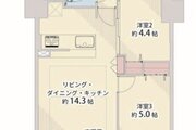 3LDK、専有面積62.06㎡、バルコニー面積12.02㎡、室内リノベーション