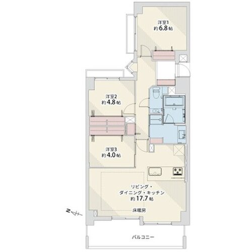 3LDK、専有面積77.81㎡、バルコニー面積10.81㎡、室内リノベーション 3LDK、専有面積77.81㎡、バルコニー面積10.81㎡、室内リノベーション