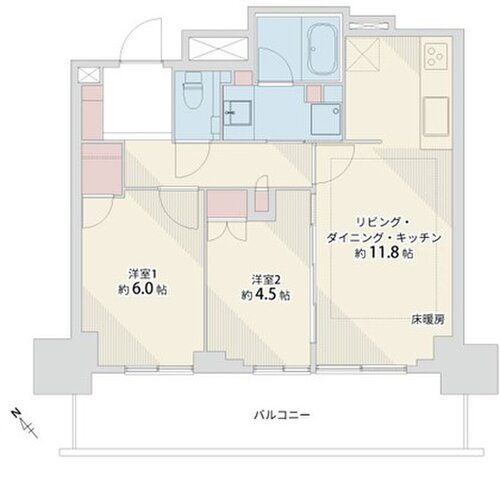 2LDK+W、専有面積52.91平米、バルコニー面積不明 2LDK+W、専有面積52.91平米、バルコニー面積不明