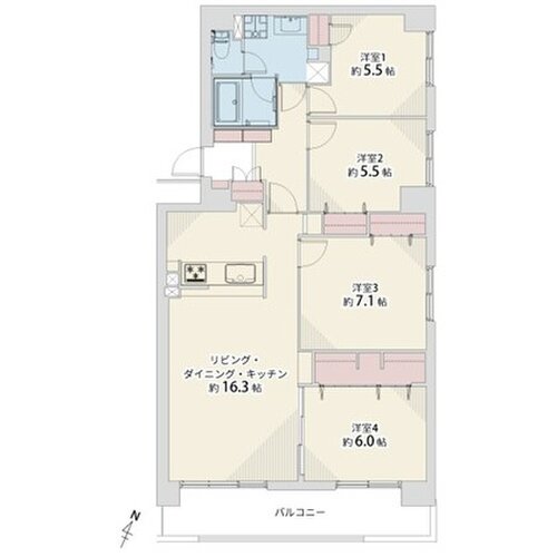 4LDK、専有面積92.40平米、バルコニー10.87平米。室内リノベーション物件 4LDK、専有面積92.40平米、バルコニー10.87平米。室内リノベーション物件