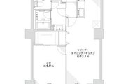 1LDK＋W、専有面積：46.33㎡、バルコニー面積：7.22㎡