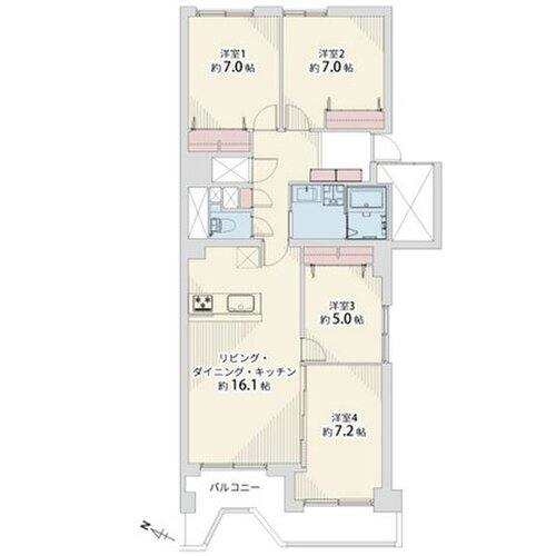 4LDK、専有面積92.92平米、バルコニー9.47平米、物置面積1.47平米 4LDK、専有面積92.92平米、バルコニー9.47平米、物置面積1.47平米