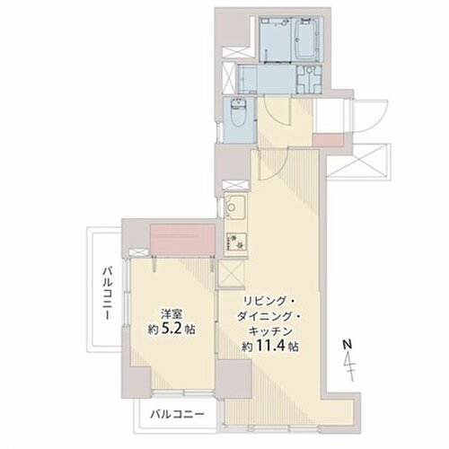 1LDK、専有面積41.80㎡、バルコニー面積4.32㎡、室内リノベーション実施 1LDK、専有面積41.80㎡、バルコニー面積4.32㎡、室内リノベーション実施