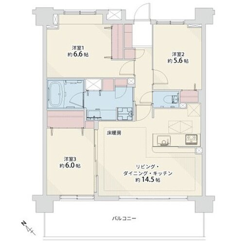 3LDK、専有面積72.90㎡、バルコニー16.20㎡、室外機置場1.55㎡ 3LDK、専有面積72.90㎡、バルコニー16.20㎡、室外機置場1.55㎡